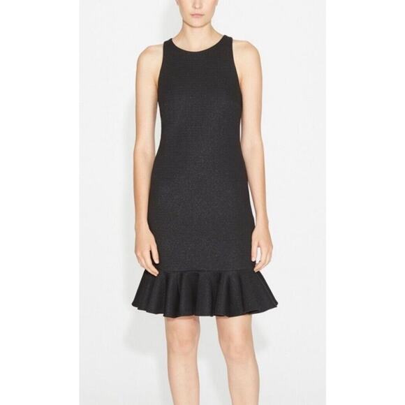 Halston Heritage Dress Womens S Black Ruffle Hem Mini Cocktail Party Minimalist - Picture 1 of 12